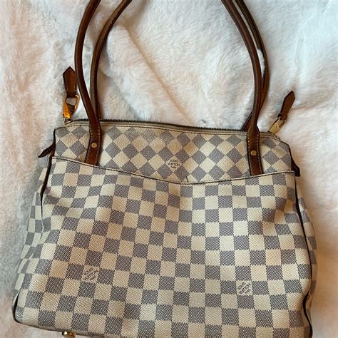 louis vuitton white damier shoulder bag|louis vuitton checkered tote bag.